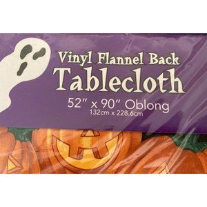 Vintage HALLOWEEN Vinyl Flannel-Backed Tablecloth 52 X 90" OBLONG Cute NIP NOS